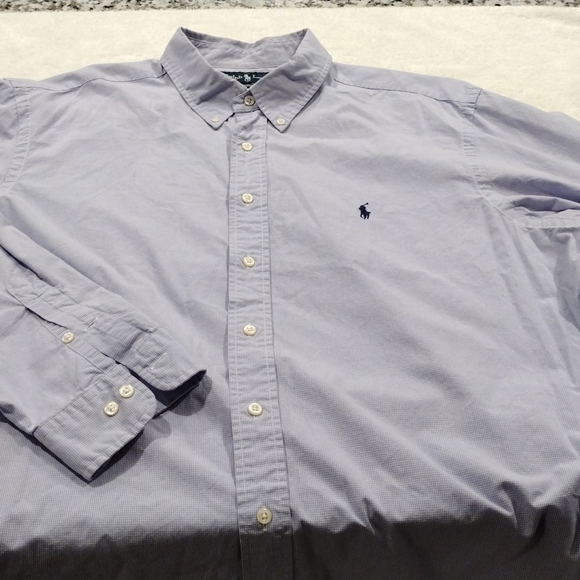 Ralph Lauren 18/xxl long sleeve button down shirt light blue pattern - Picture 4 of 8